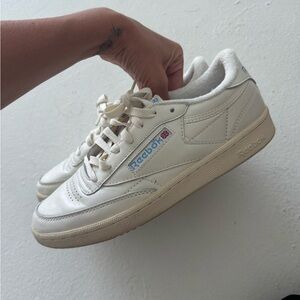Reebok Cream and White Leather Sneakers